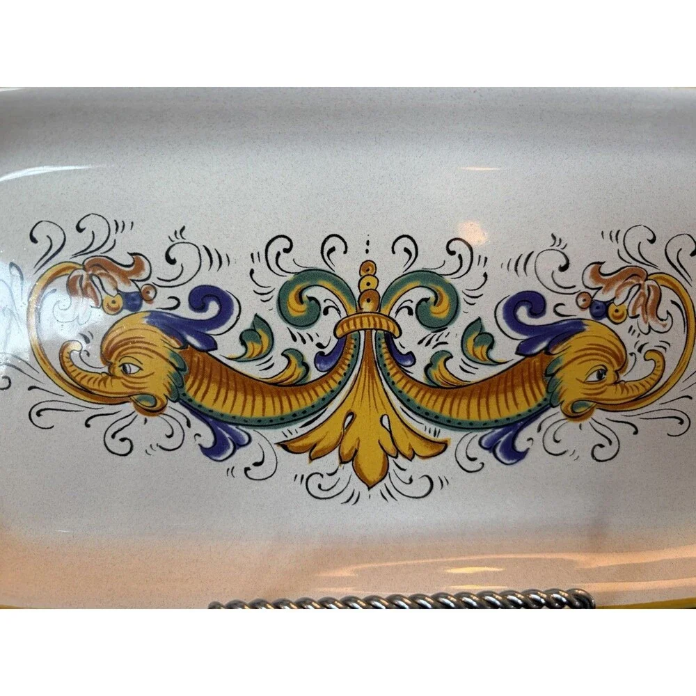 Nova Deruta Italian Raffaellesco Pottery Serving Plate Dish Tray Dragons 11 x 5